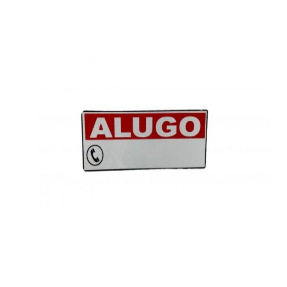 Plaquinha 19x7cm Alugo