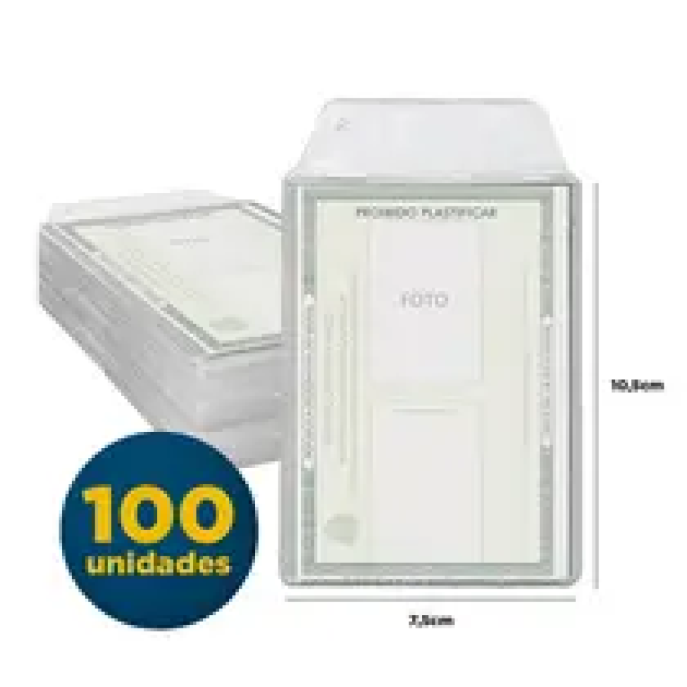 Porta Documento Transparente com Aba 10,5 x 7,5cm