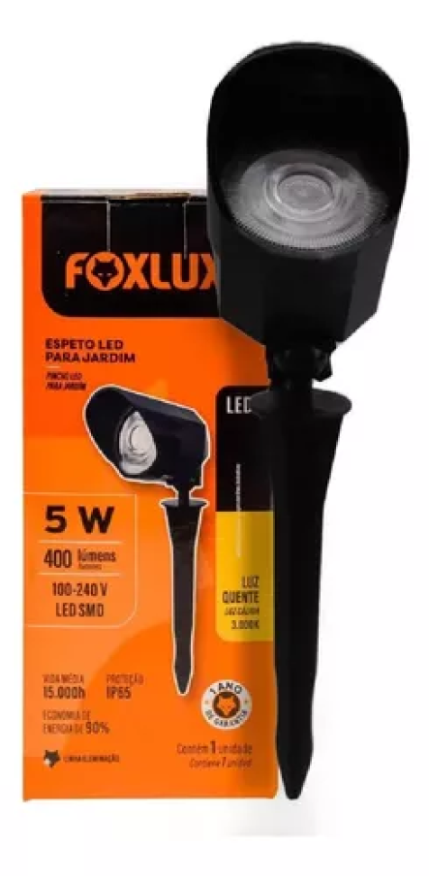 Espeto Led Para Jardim 5w 3000k Bivolt Foxlux Luz Quente
