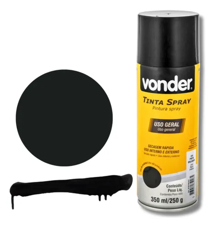 Tinta Spray Vonder Preto Brilhante 350ml - #3