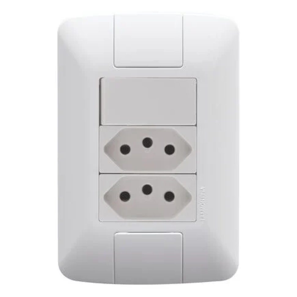 Conjunto Tramontina Aria 1 Interruptor 6a 250v e 2 Tomadas 2P 20 A 250v