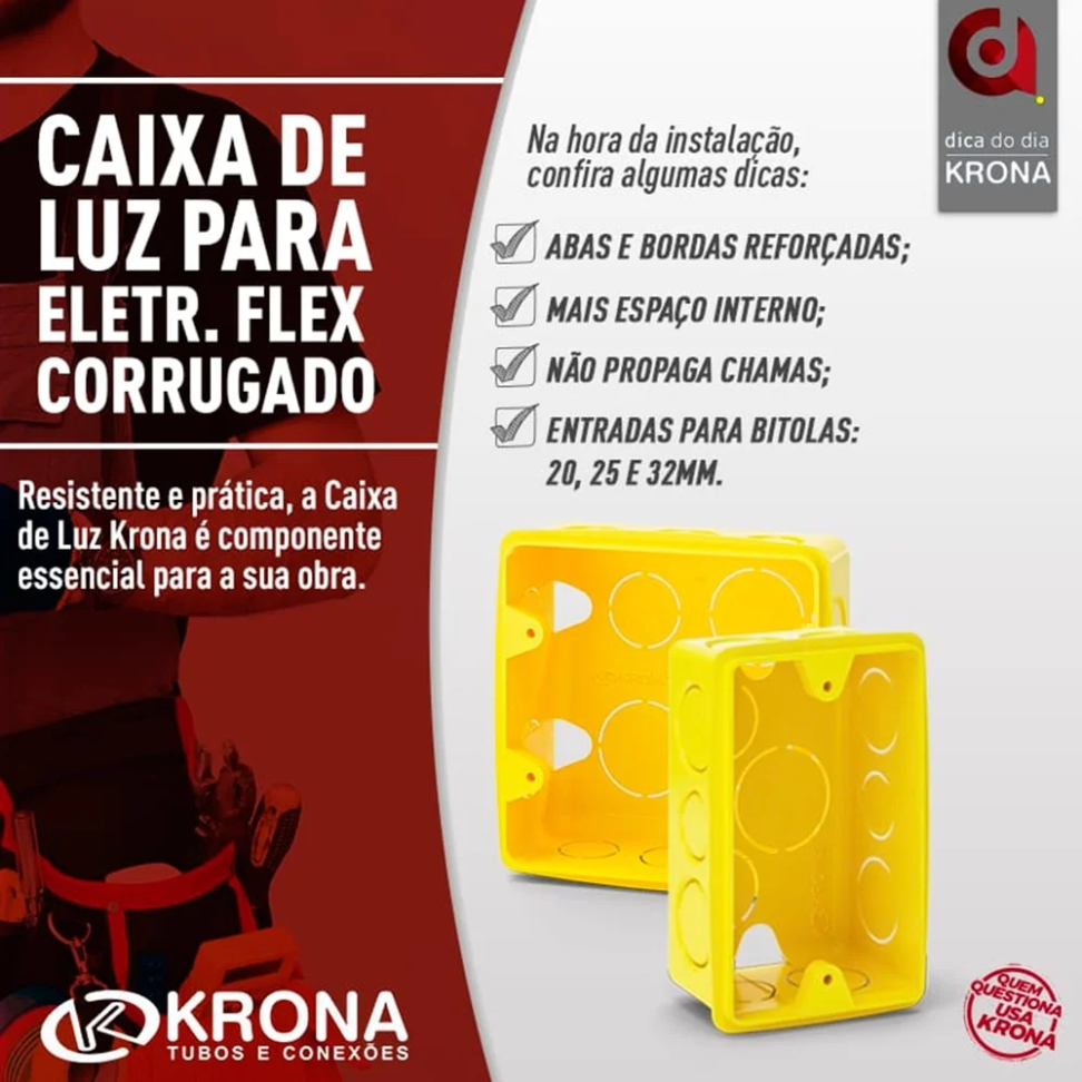 Caixa de Luz Retangular Krona Para Eletroduto 4 x 2