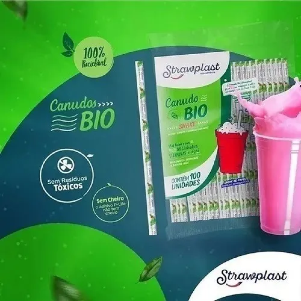 Canudo Plástico Strawplast Shake Grosso 8mm C/100