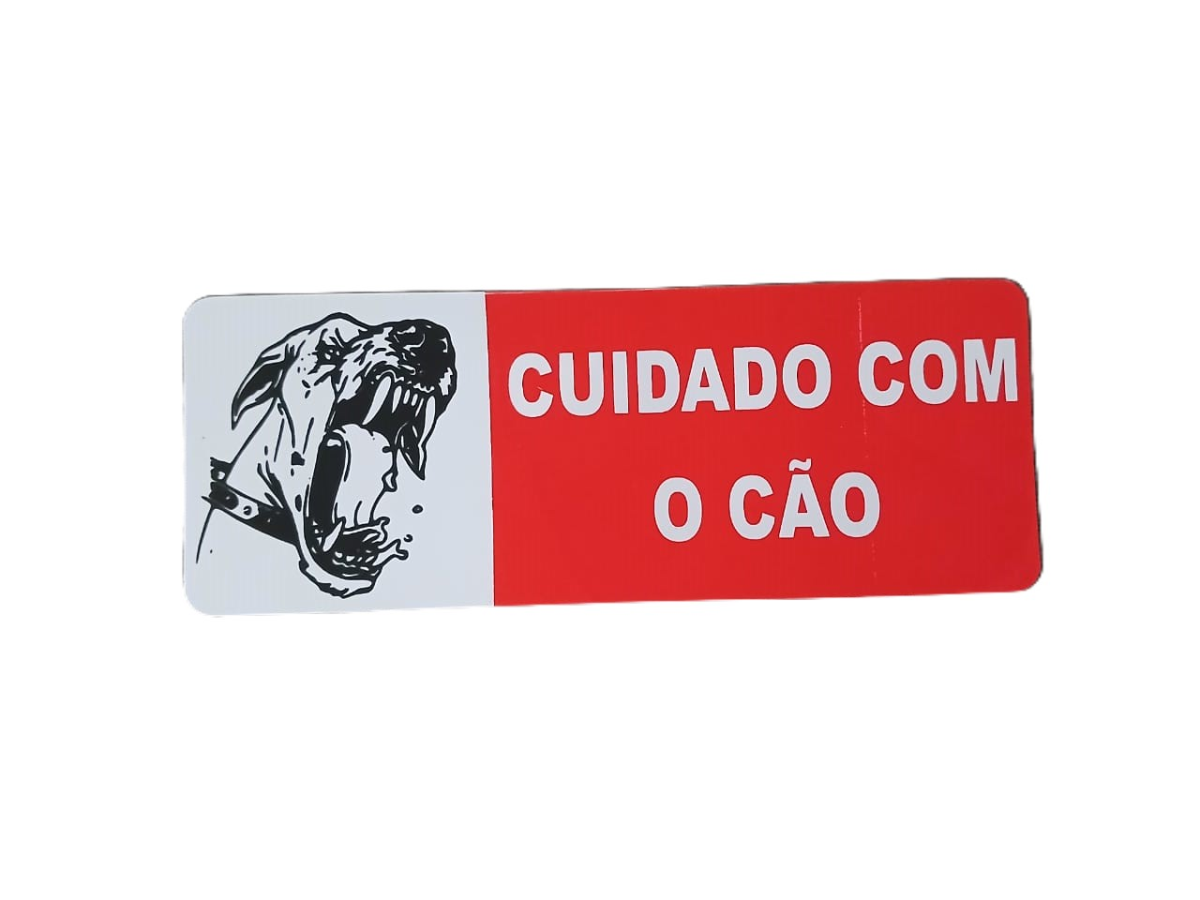 Plaquinha 19x7cm Cuidado Cão Bravo