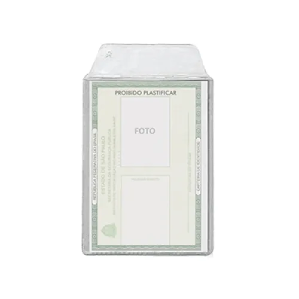 Porta Documento Transparente com Aba 10,5 x 7,5cm