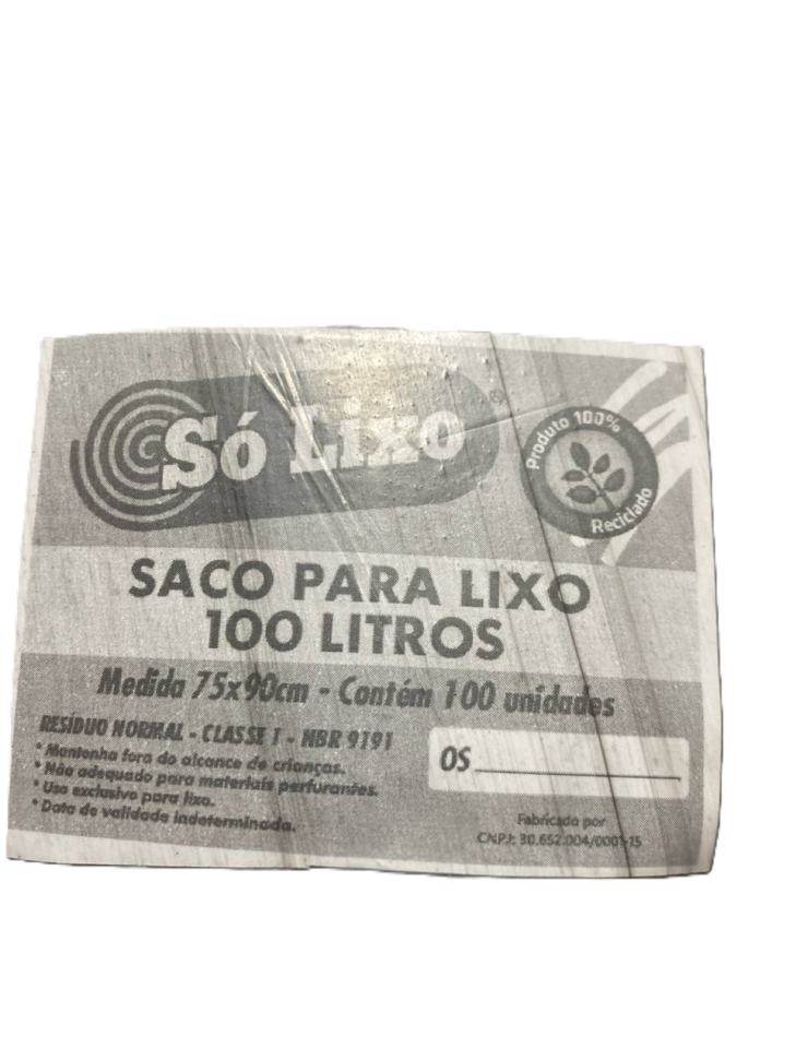 Saco para Lixo Sólixo Reforçado 100L Preto 75 x 90cm C/10