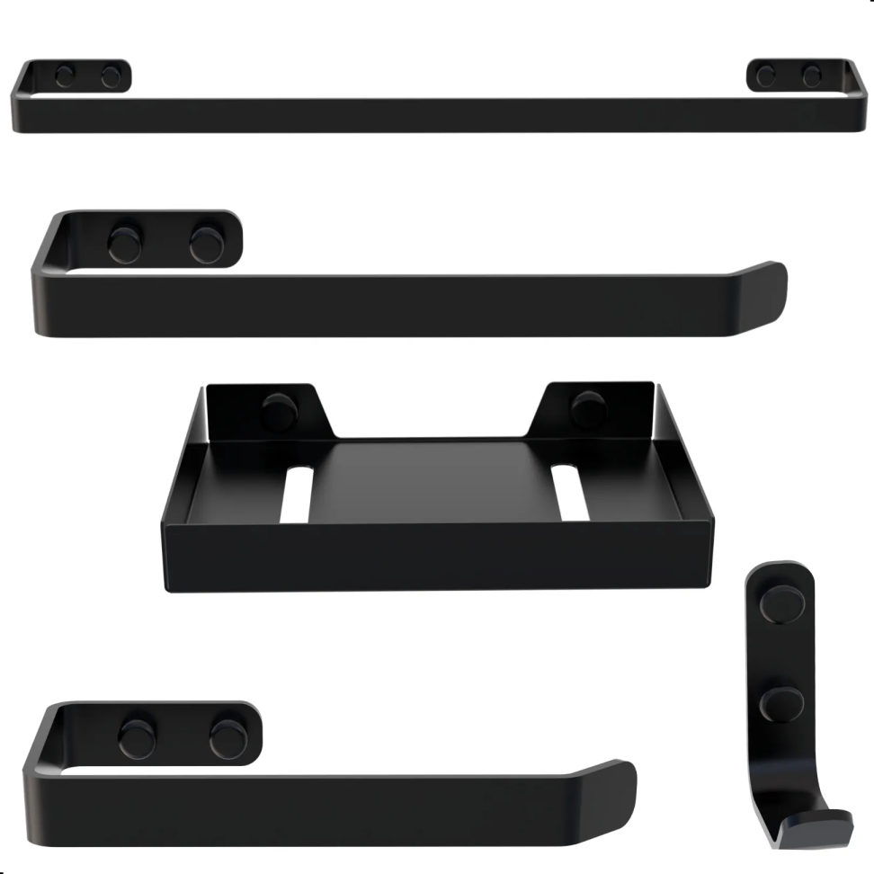 Kit Acessórios Para Banheiro Preto Fosco 5 Peças