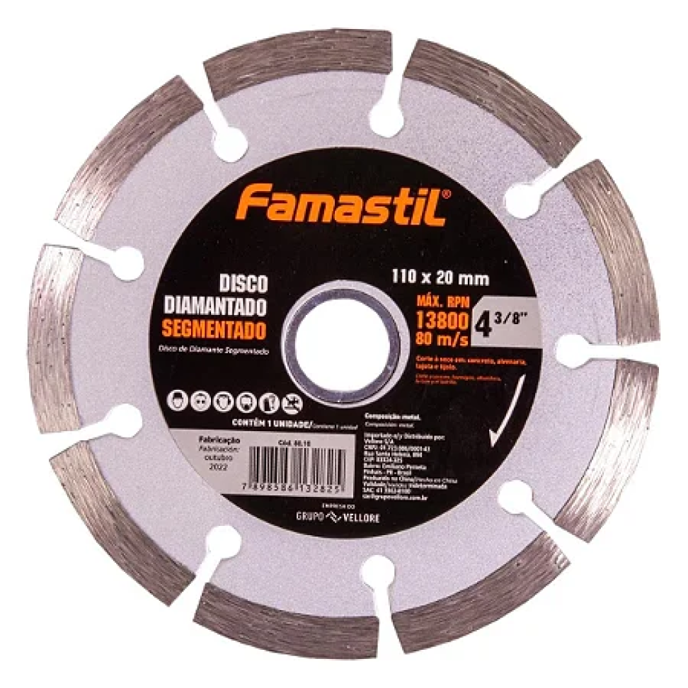 Disco Diamantado Famastil 4 3/8" 110 Por 20mm