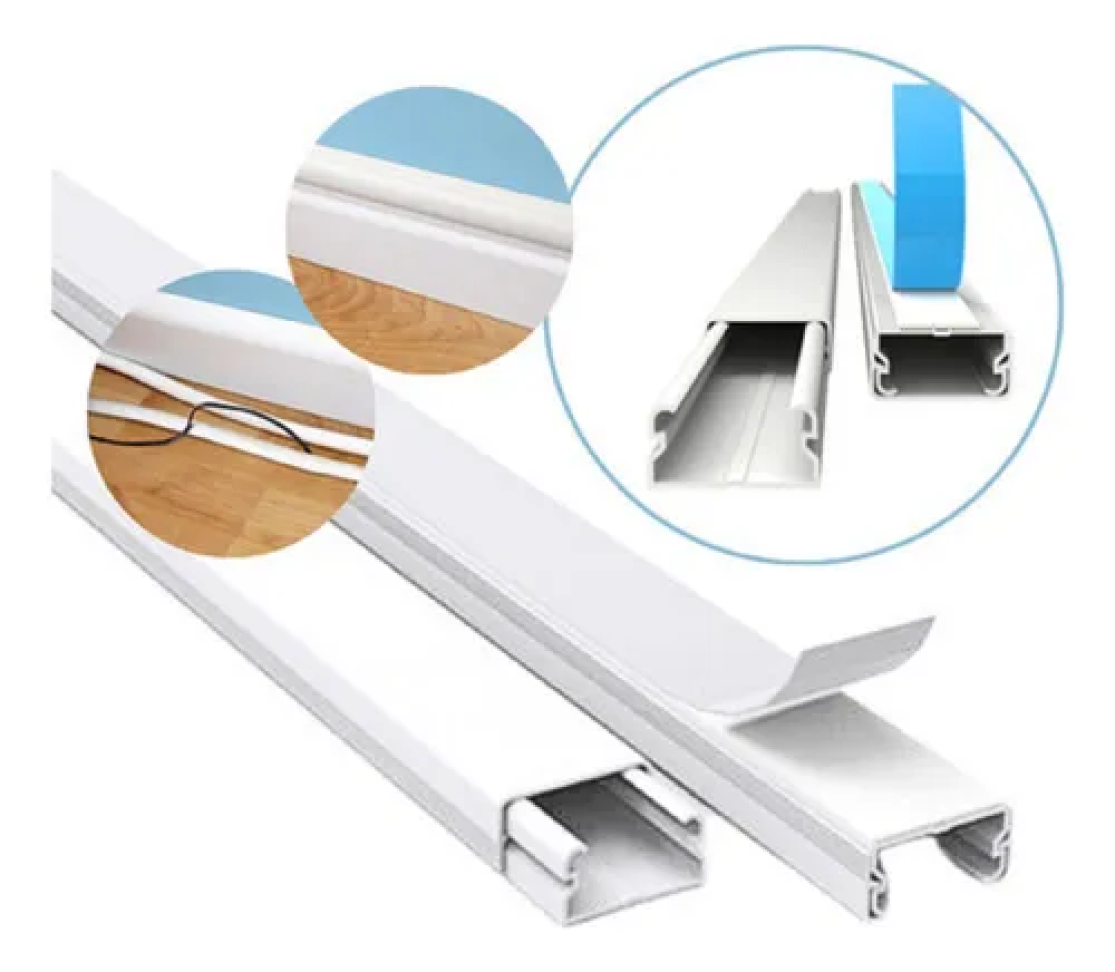 Canaleta Auto Adesiva Pvc Antichama Com Divisória 20 x 10 x 2,2m