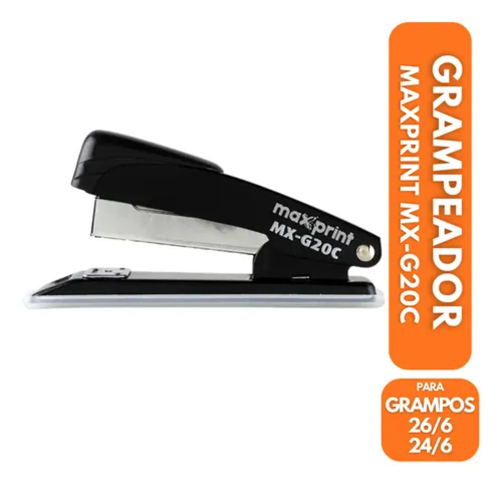 Grampeador Maxprint G20C Metálico 20fls Preto