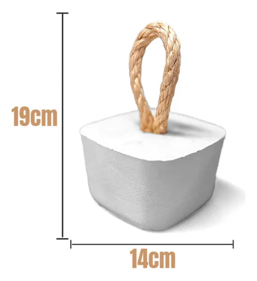 Aparador de Peso Concreto Quadrado Revestido com Sisal 1.7 Kg