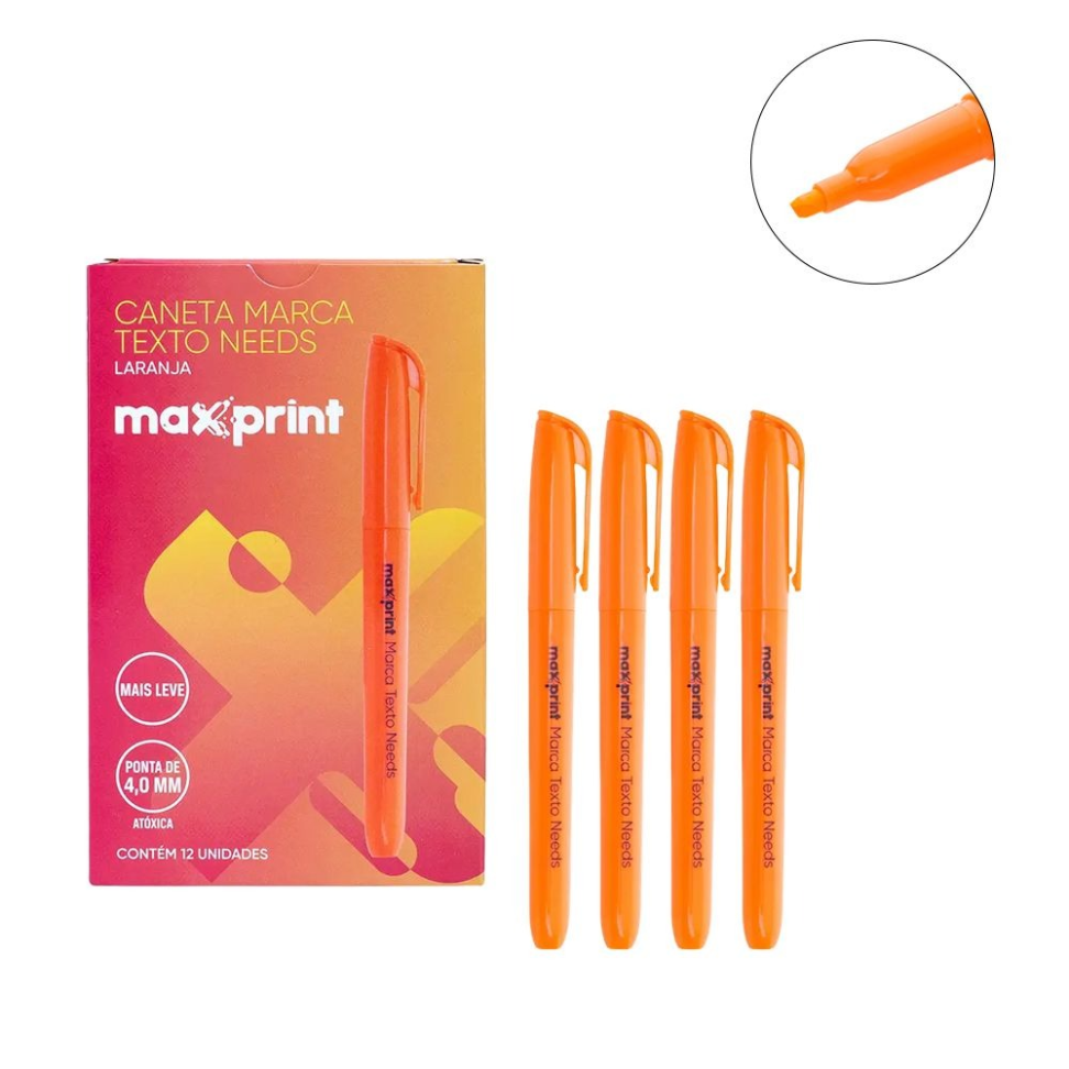Caneta Marca Texto Maxprint Cor Laranja