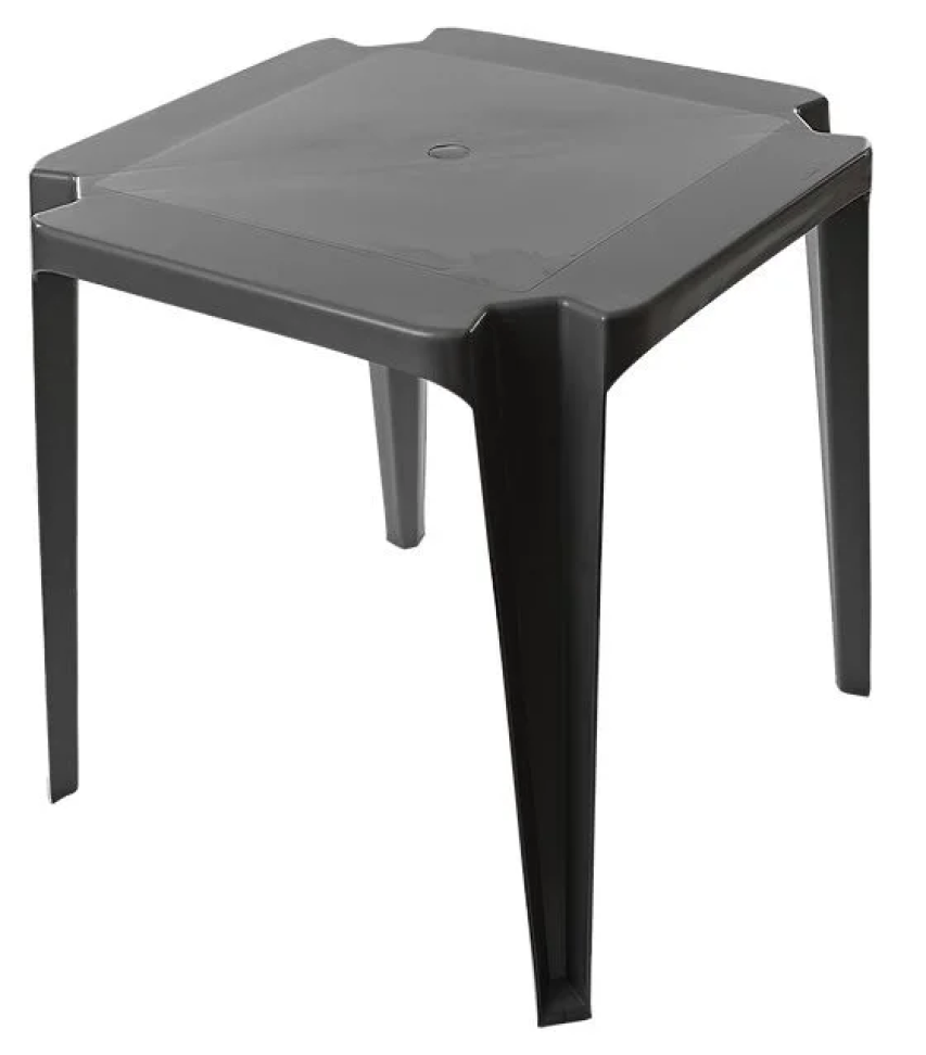 Mesa Plástica Quadrada Monobloco Preta 70 x 70cm