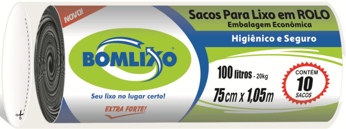 Saco para Lixo Bomlixo 100L Preto Rolo C/10