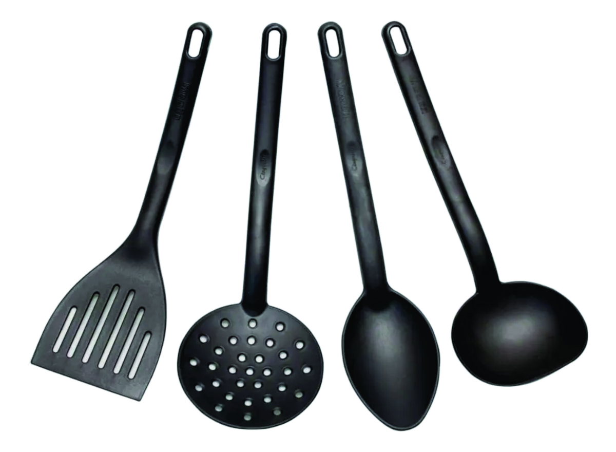 KIT TALHERES COLHER, CONCHA, ESPUMADEIRA, ESPATULA