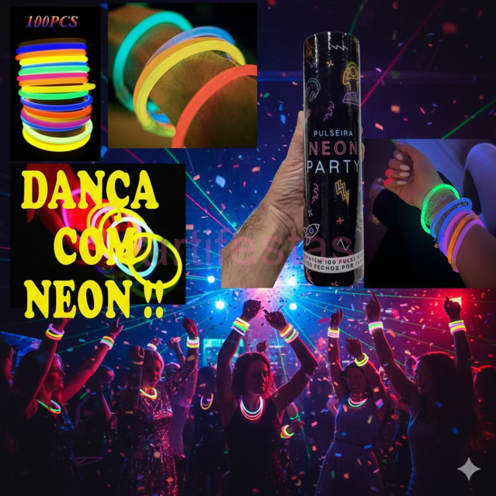 Pulseira Neon 100 unidades, Party de 7 Cores Variadas. - #3