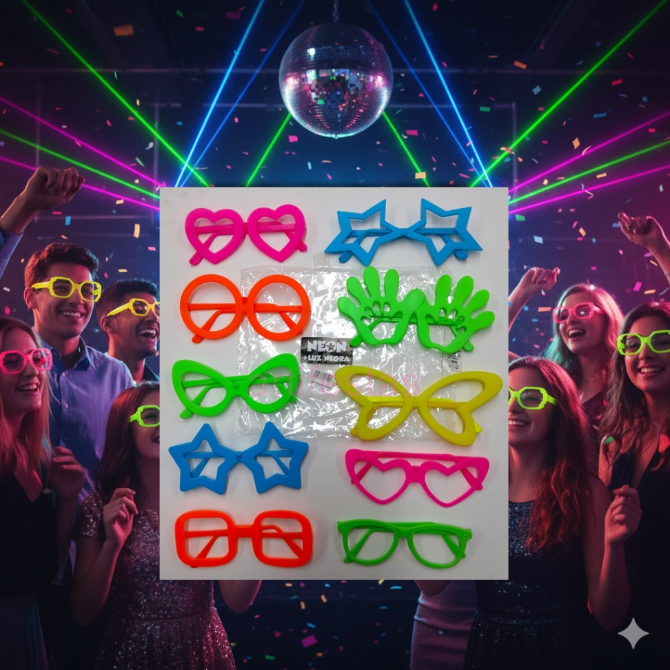 Óculos Neon, Pct/10 unidades, Cores Neon que Brilham na Luz Negra. - #5