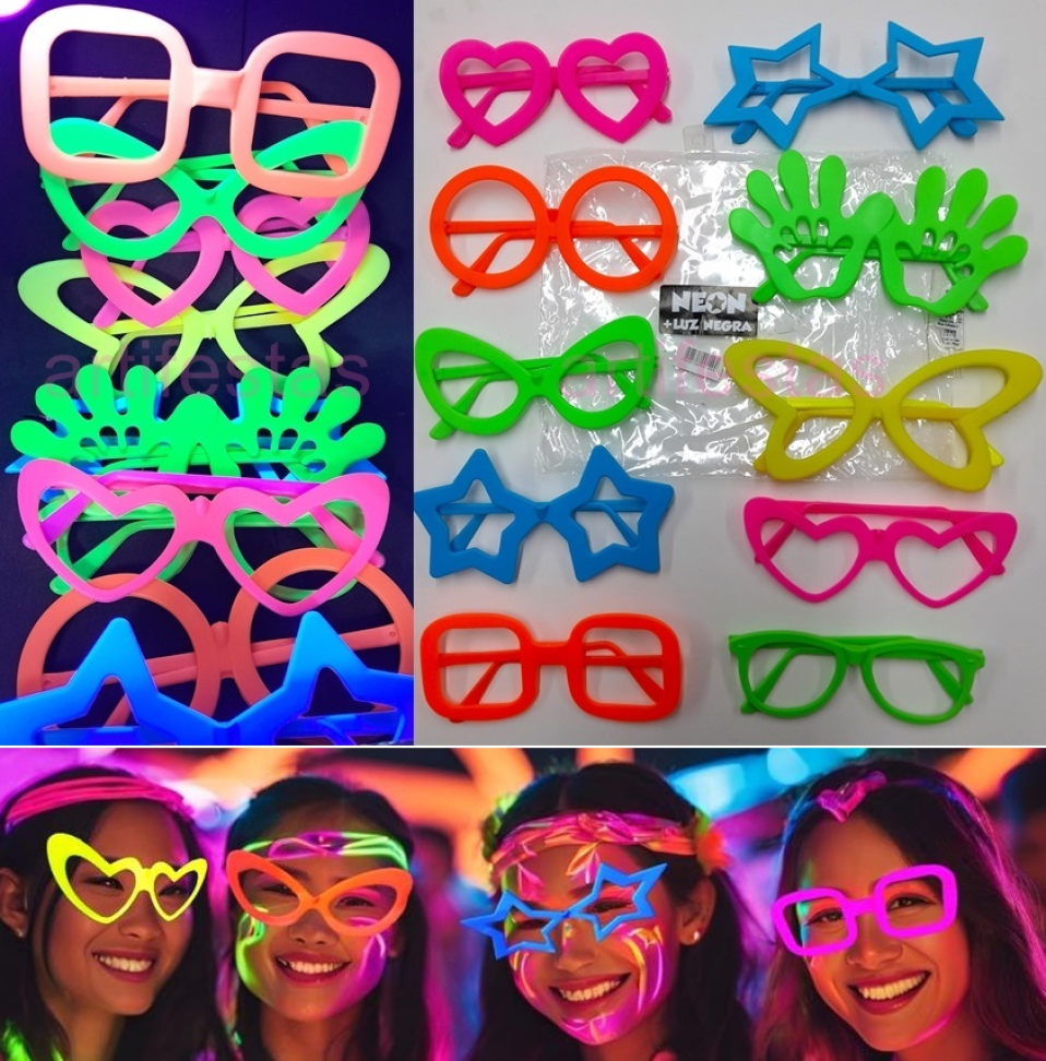 Óculos Neon, Pct/10 unidades, Cores Neon que Brilham na Luz Negra. - #2