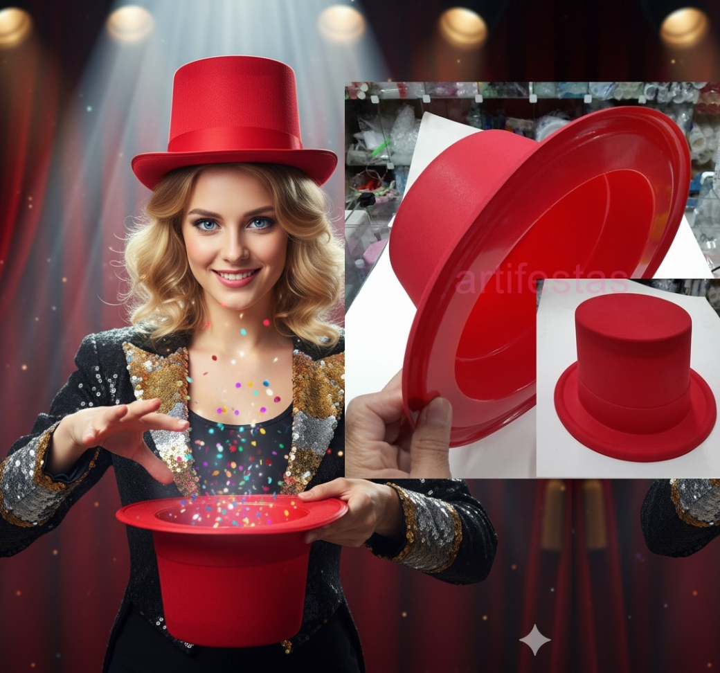 Cartola Plástica, Pct/5 unidades, cor Vemelha. - #3