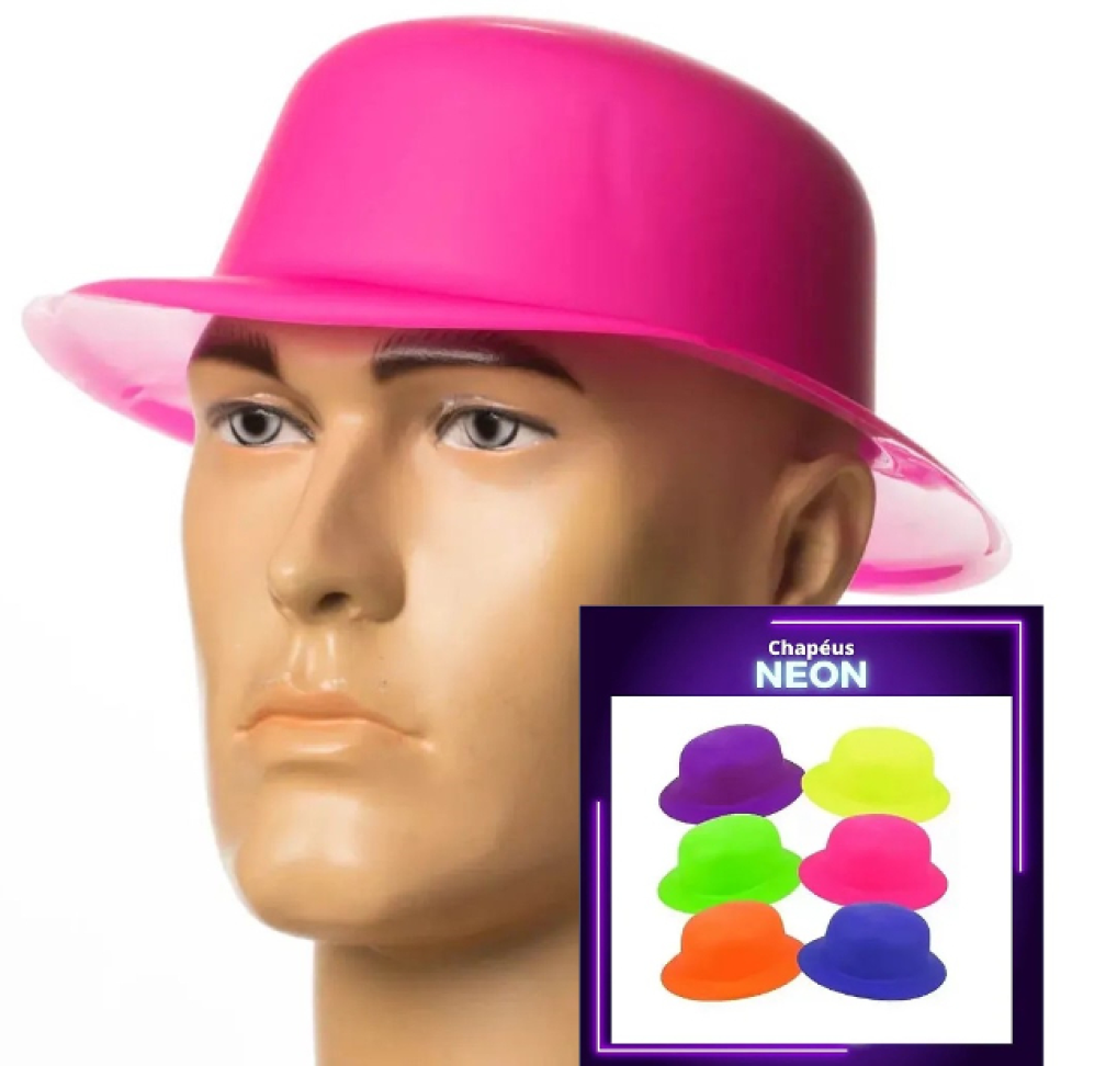 Chapéu Neon, Pct/10 unidades, Cores Neon que Brilham na Luz Negra. - #2