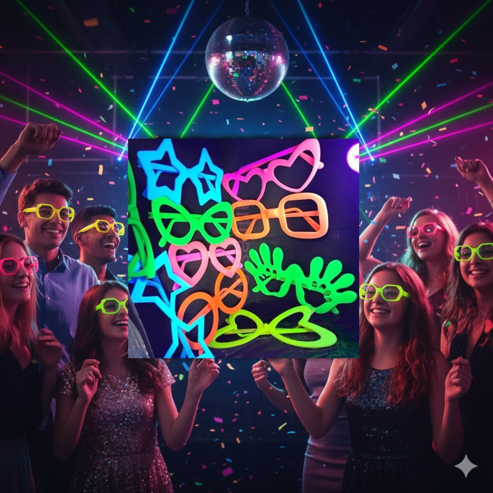 Óculos Neon, Pct/10 unidades, Cores Neon que Brilham na Luz Negra. - #3