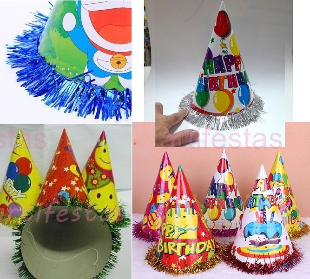 Chapéu Birthday, Pct/10 unidades, Tamanho Adulto, Cores Variadas. - #5