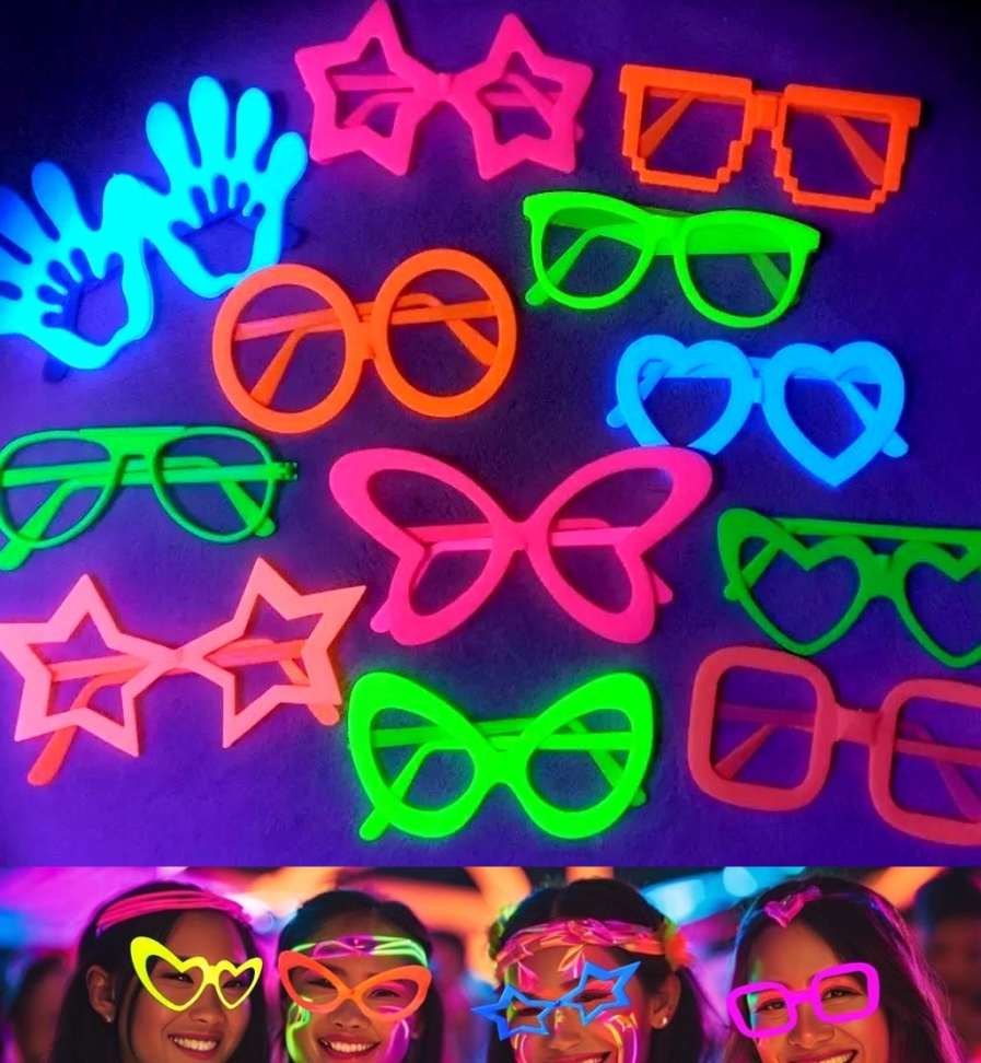 Óculos Neon, Pct/10 unidades, Cores Neon que Brilham na Luz Negra. - #4