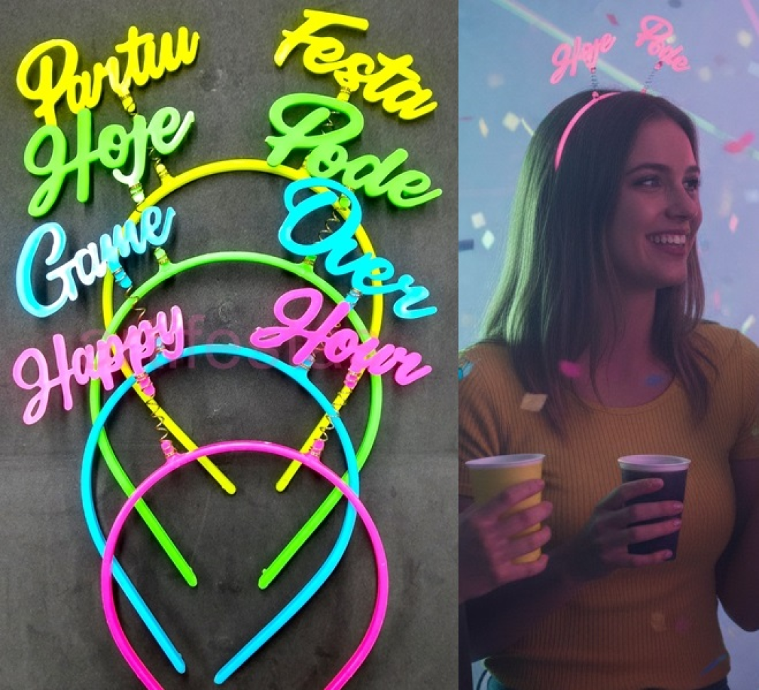 Tiara Frases, Pct/10 unidades, Cores Neon que Brilham na Luz Negra. - #2