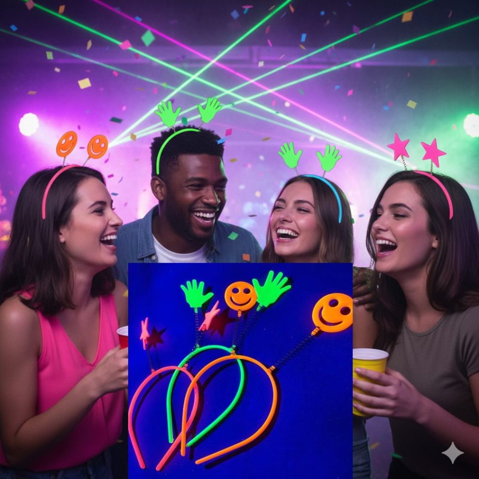 Tiara Símbolos, Pct/10 unidades, Cores Neon que Brilham na Luz Negra. - #3