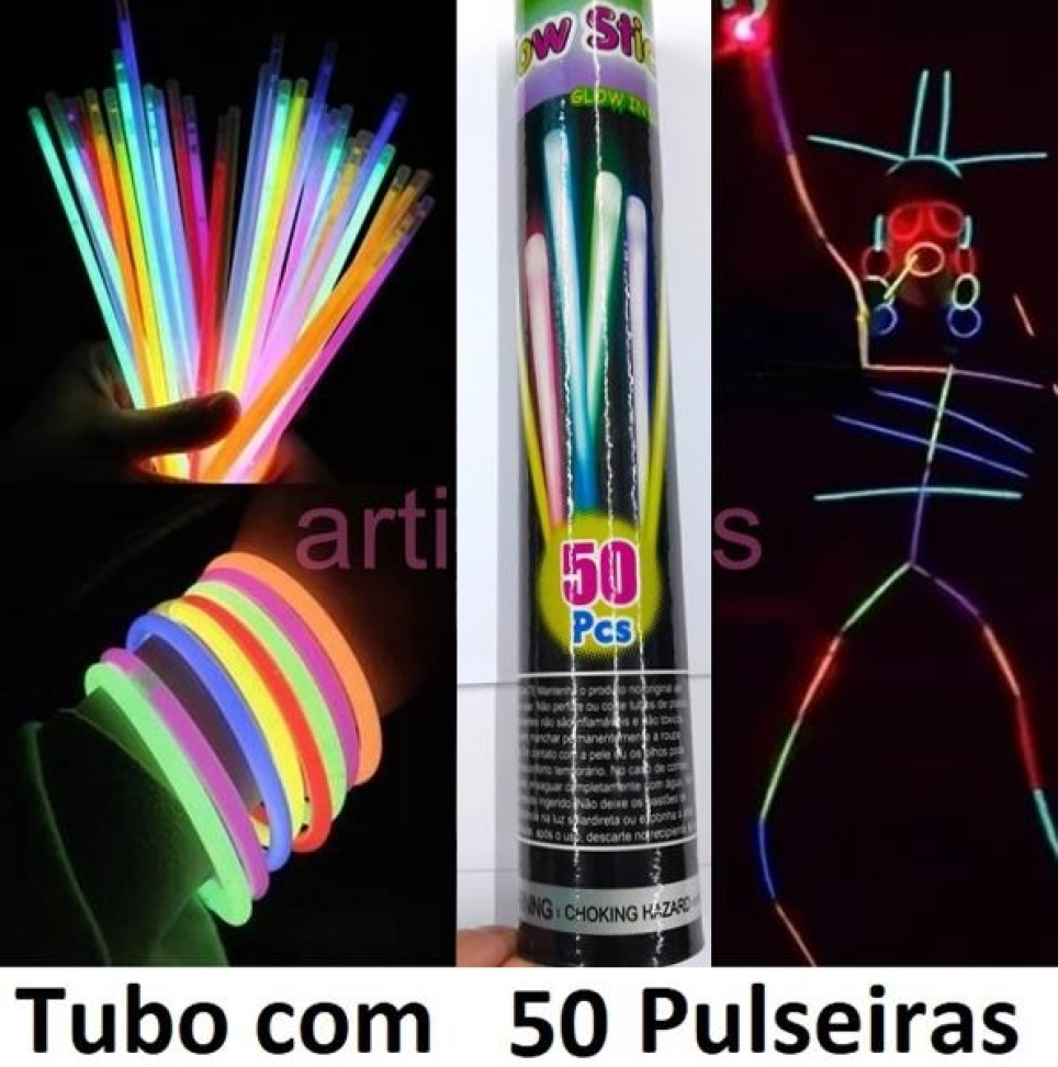 Pulseira Neon 50 unidades, Glow Stick de Cores Variadas. - #4