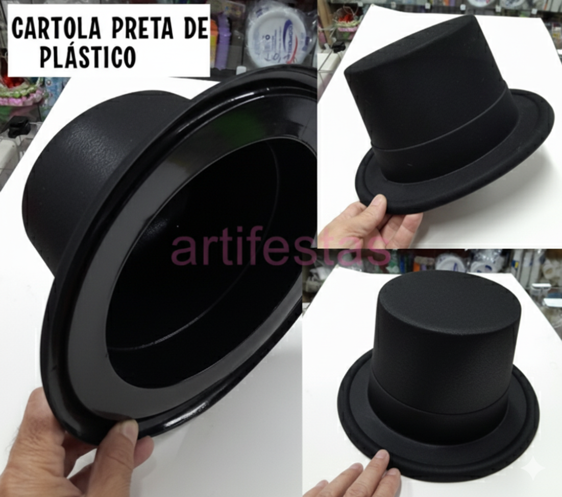 Cartola de Plástico na cor preta. - #4