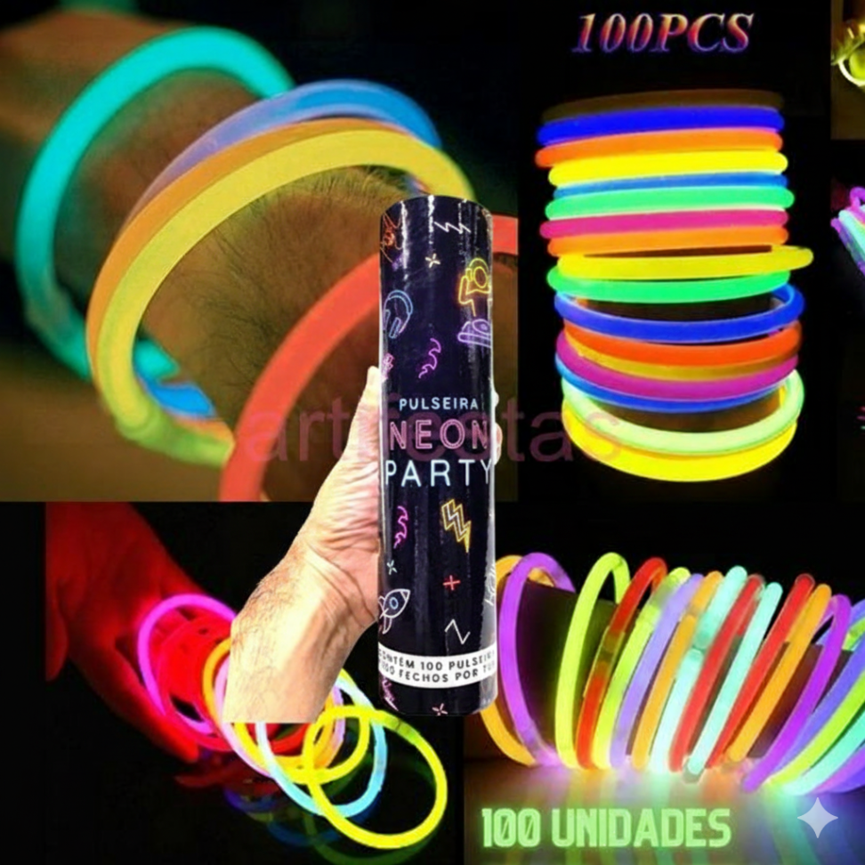 Pulseira Neon 100 unidades, Party de 7 Cores Variadas. - #5