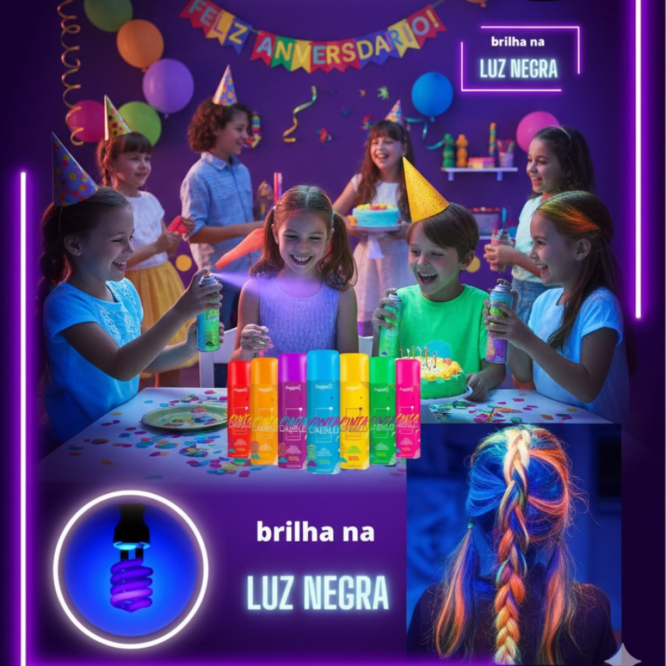 Tinta Spray para Colorir Cabelos, Cores Fluorescentes, Lata 150ml. - #3