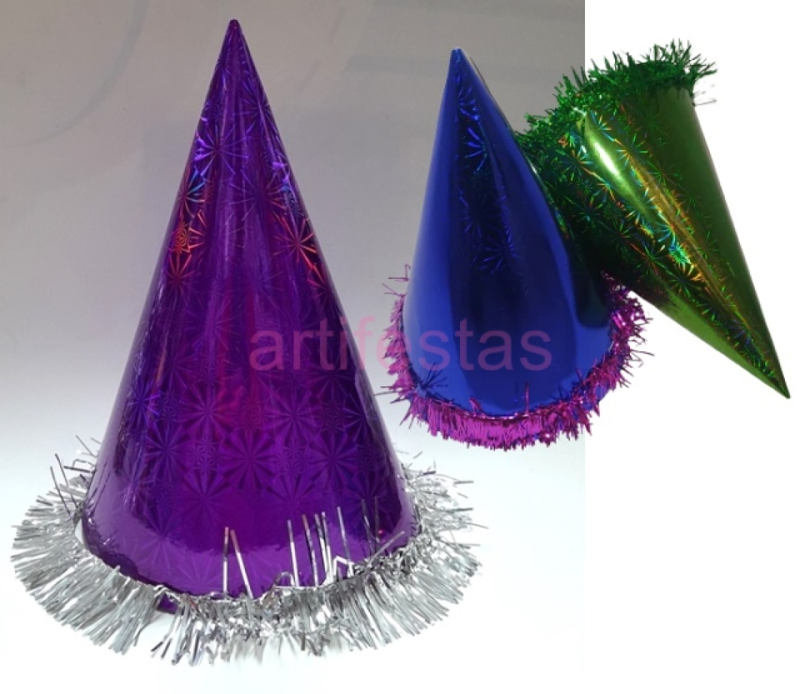 Chapéu Holográfico, Pct/10 unidades, Tamanho Adulto, Cores Variadas. - #5