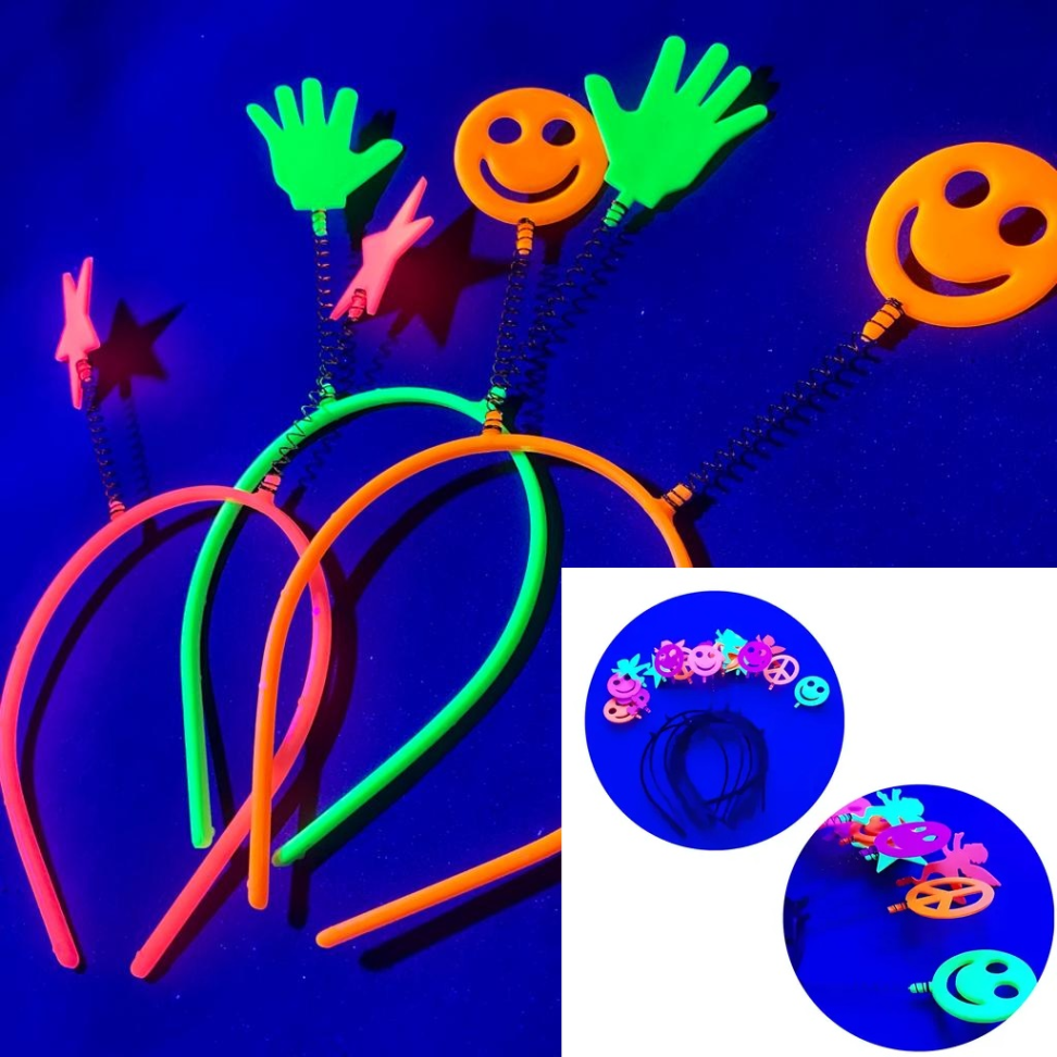 Tiara Símbolos, Pct/10 unidades, Cores Neon que Brilham na Luz Negra. - #5