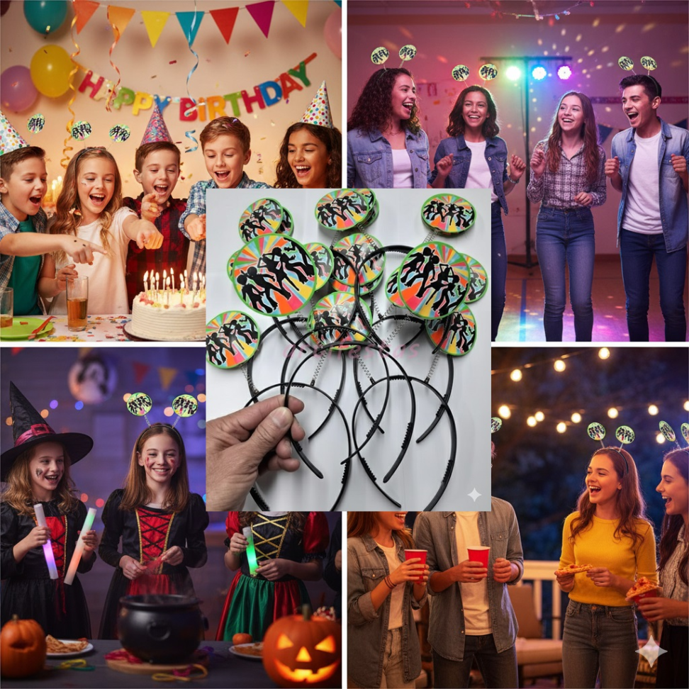 Tiara Festa Retrô, Pct/10 unidades, Cores Neon que Brilham na Luz Negra. - #3