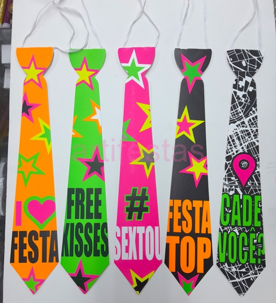 Gravata Balada 1 Neon, Pct/10 unidades, Cores Neon que Brilham na Luz Negra. - #4