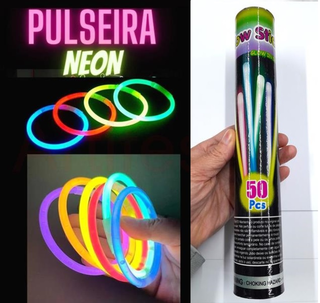 Pulseira Neon 50 unidades, Glow Stick de Cores Variadas. - #3