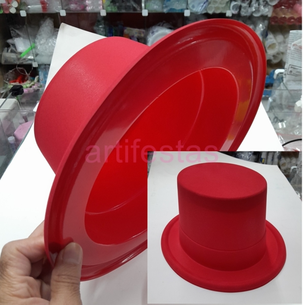 Cartola Plástica, Pct/5 unidades, cor Vemelha. - #4