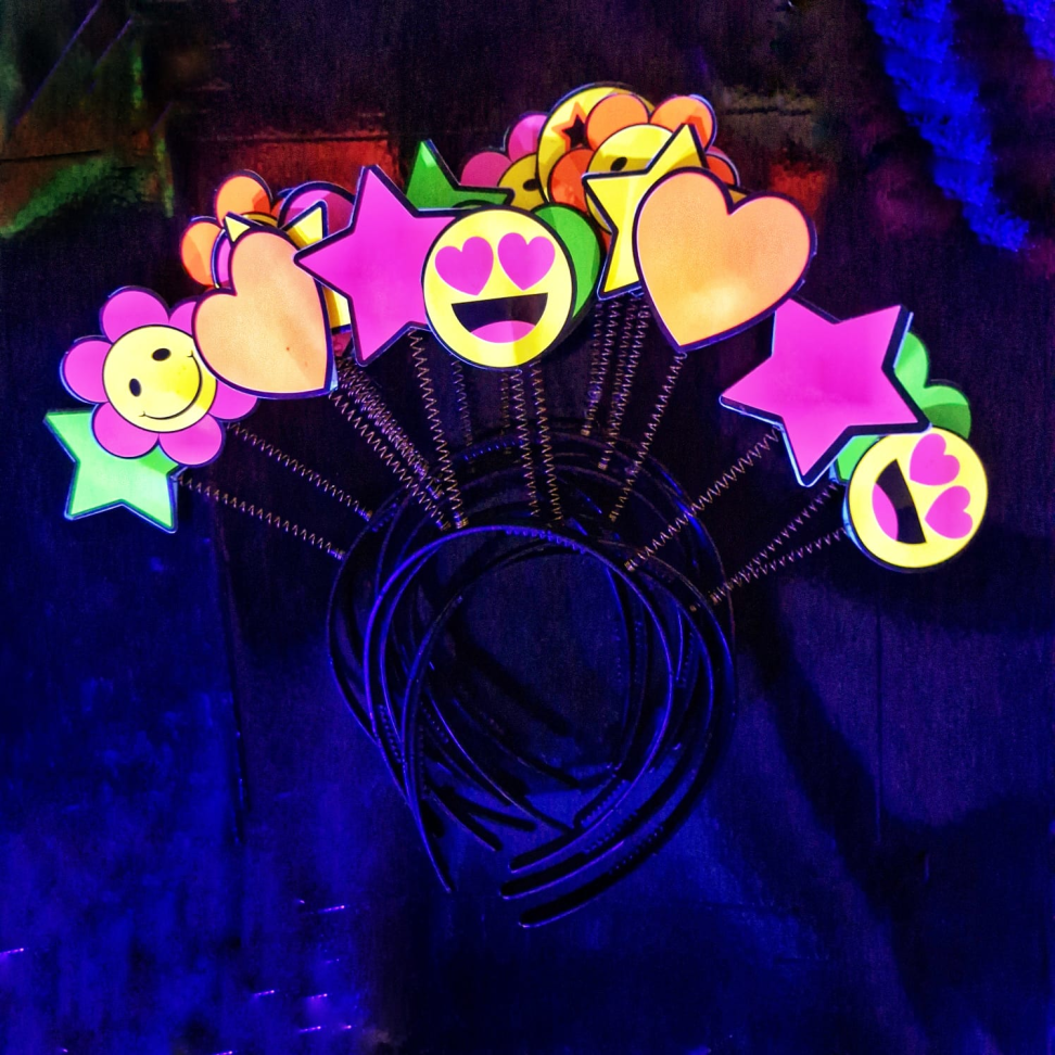 Tiara Party Festa, Pct/10 unidades, Cores Neon que Brilham na Luz Negra. - #4