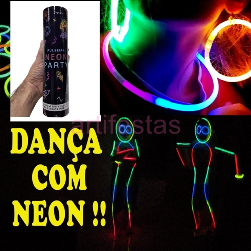 Pulseira Neon 100 unidades, Party de 7 Cores Variadas. - #4