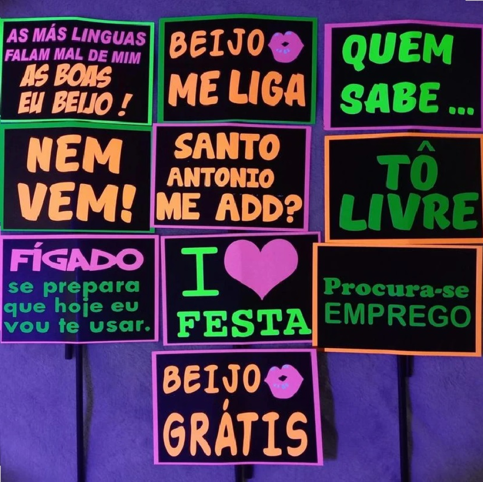 Plaquinhas Ref.N, Pct/10 unidades, Cores Neon que Brilham na Luz Negra. - #2
