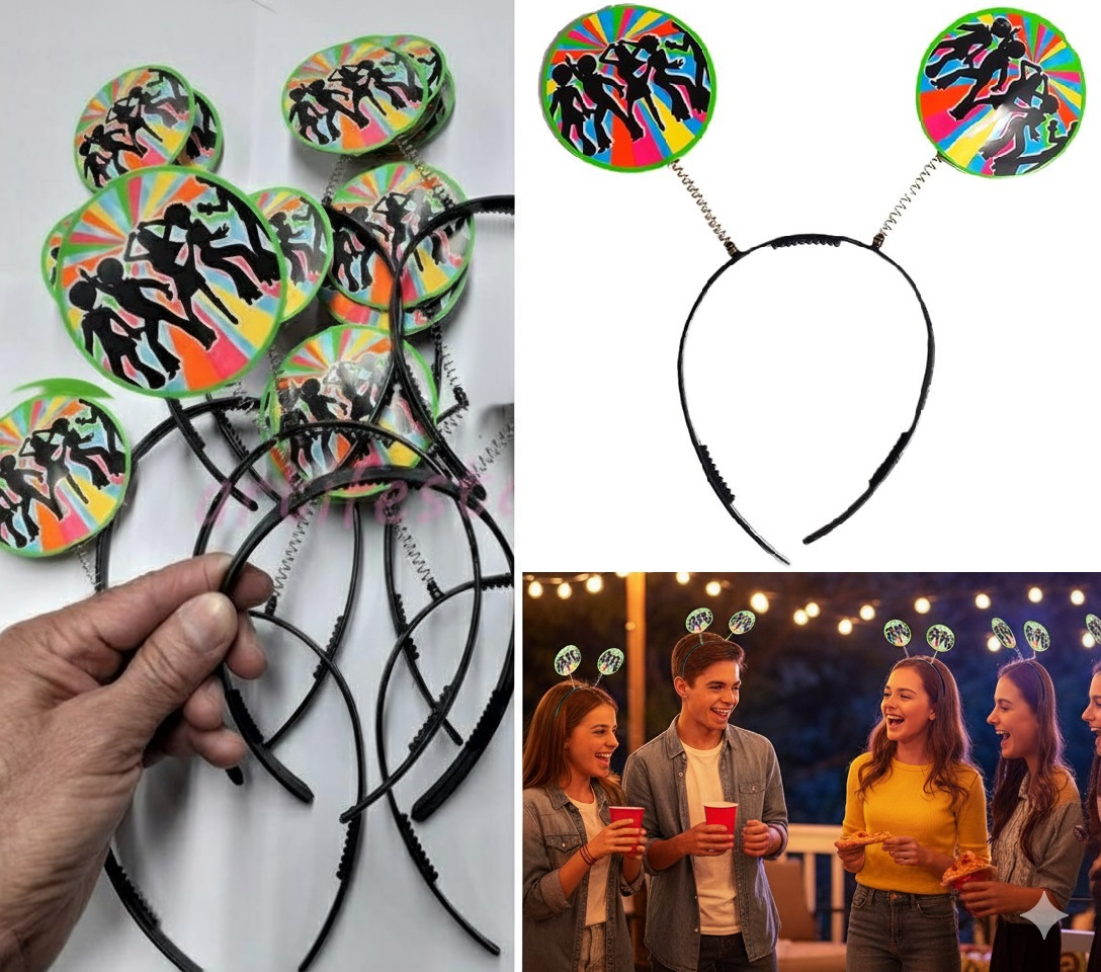 Tiara Festa Retrô, Pct/10 unidades, Cores Neon que Brilham na Luz Negra. - #2