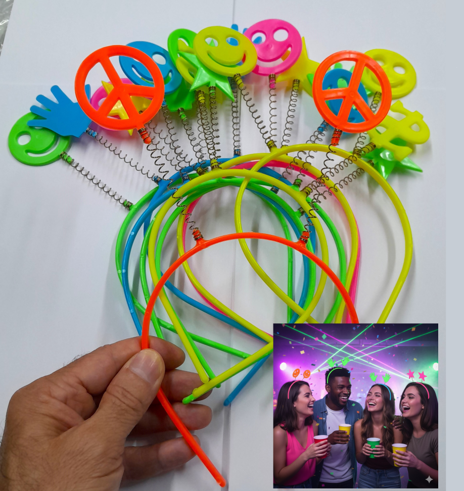 Tiara Símbolos, Pct/10 unidades, Cores Neon que Brilham na Luz Negra. - #2