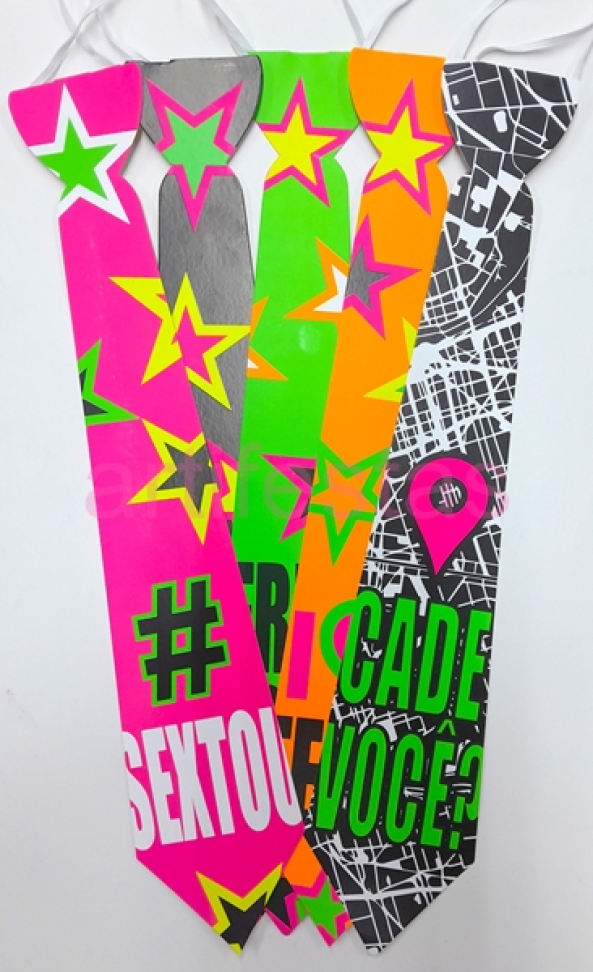 Gravata Balada 1 Neon, Pct/10 unidades, Cores Neon que Brilham na Luz Negra. - #2