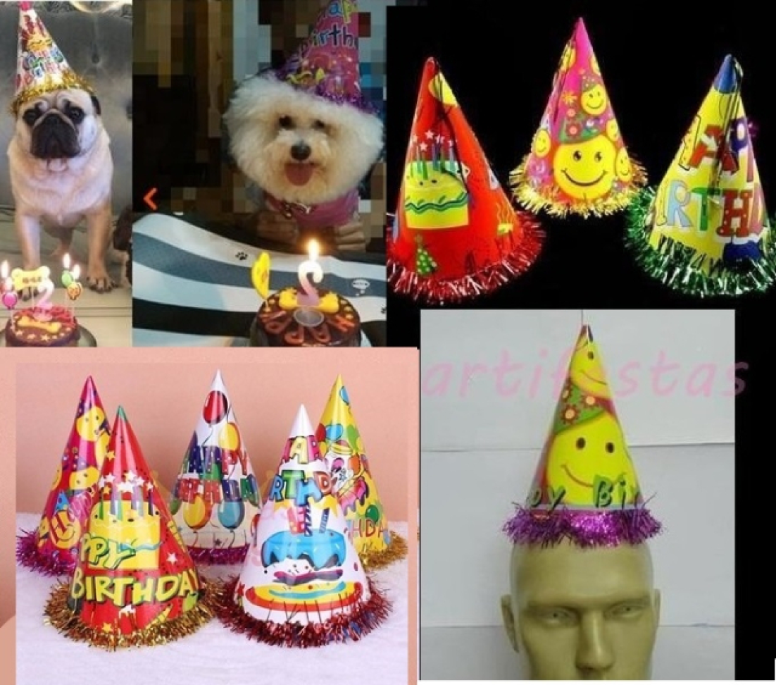 Chapéu Birthday, Pct/10 unidades, Tamanho Infantil, Cores Variadas. - #2