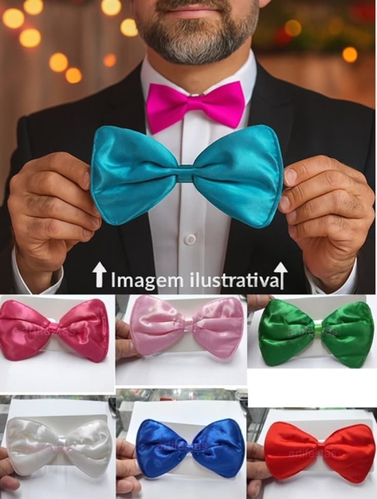 Gravata Borboleta, Acessório para Festas e Fantasias, Fechamento com Elástico. - #4