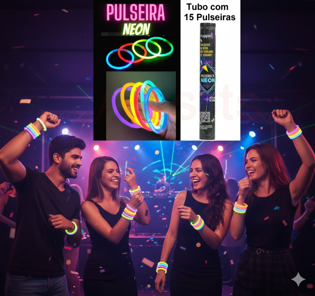 Pulseira Neon 15 unidades, Party de 7 Cores Variadas. - #5