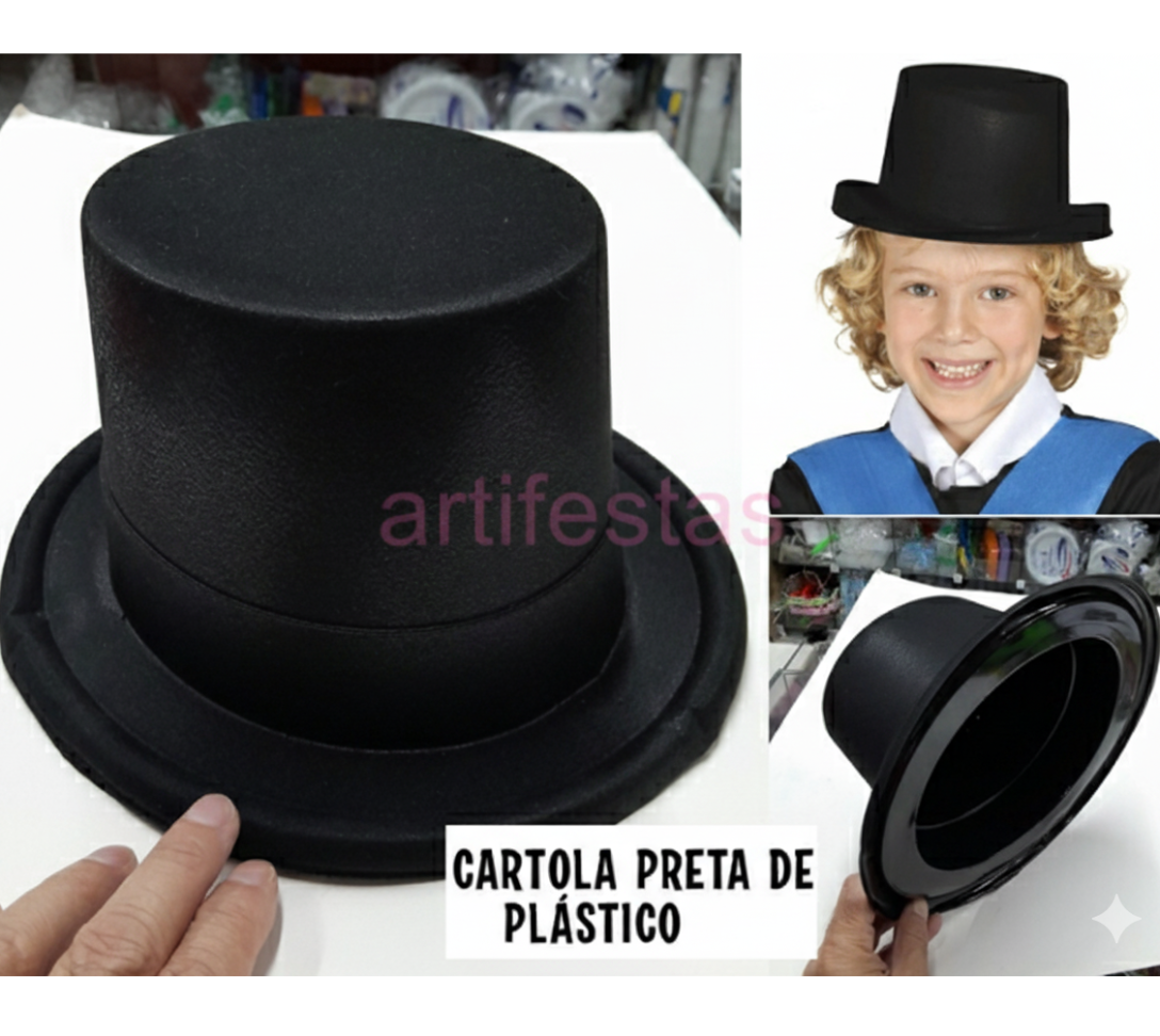 Cartola de Plástico na cor preta. - #3