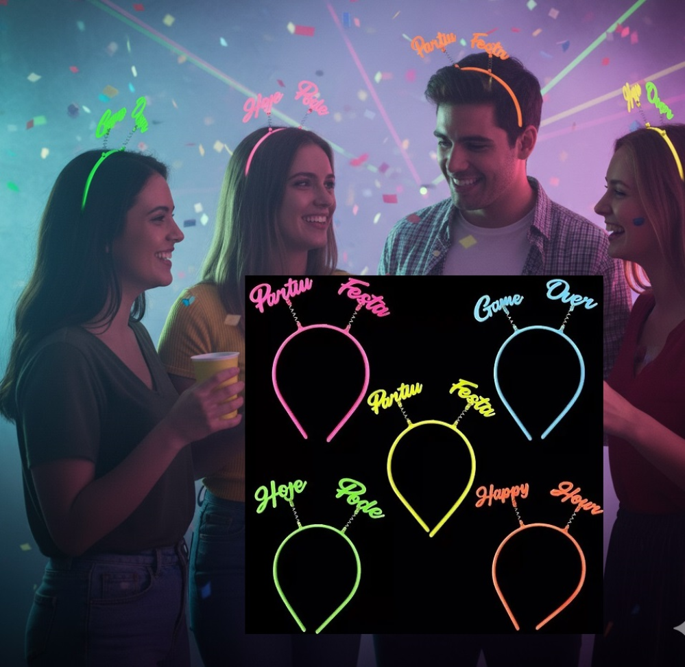 Tiara Frases, Pct/10 unidades, Cores Neon que Brilham na Luz Negra. - #4